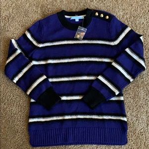 NWOT Draper James xs blue & white striped sweater